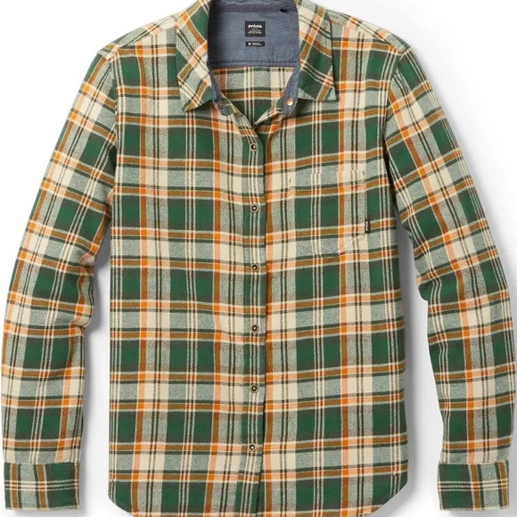 NWT Prana Women's Golden Canyon Flannel Soft Pine Plaid Snap Shirt - Picture 3 of 8